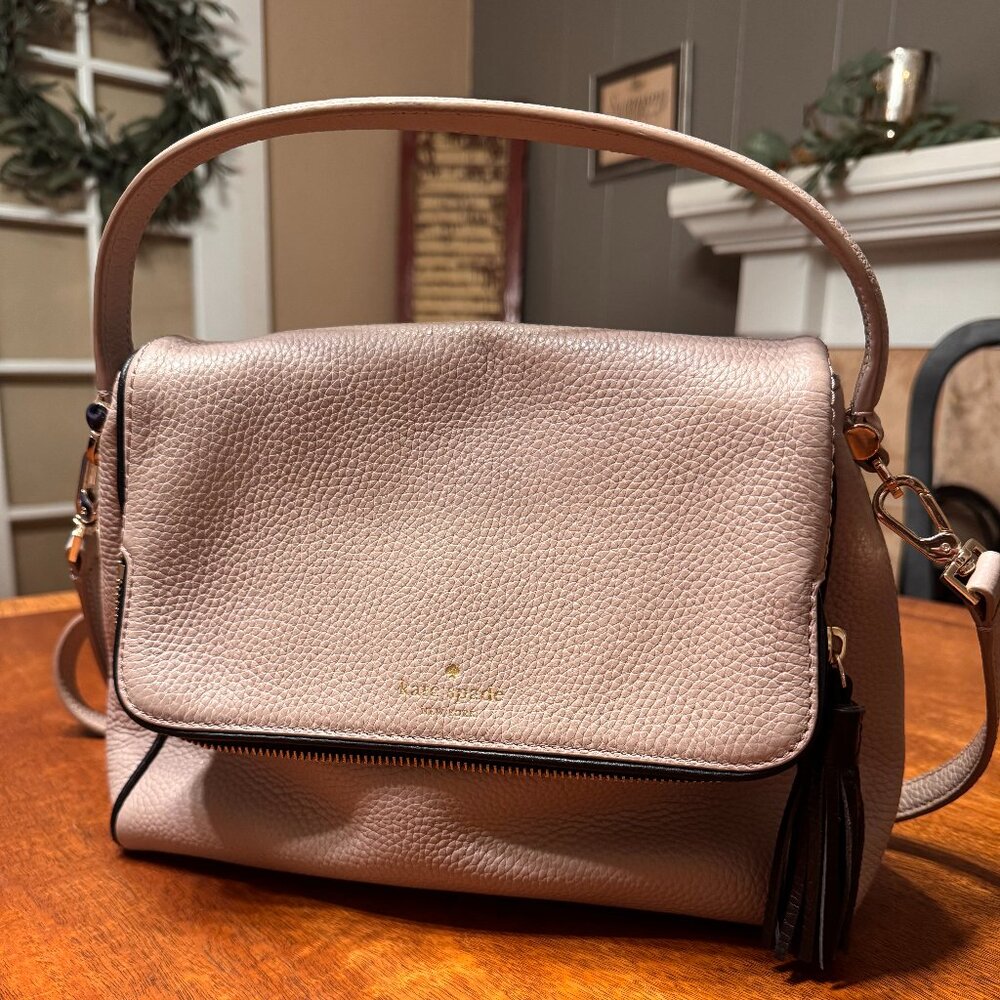 Kate Spade Beige Leather Jackson Flap Shoulder Bag